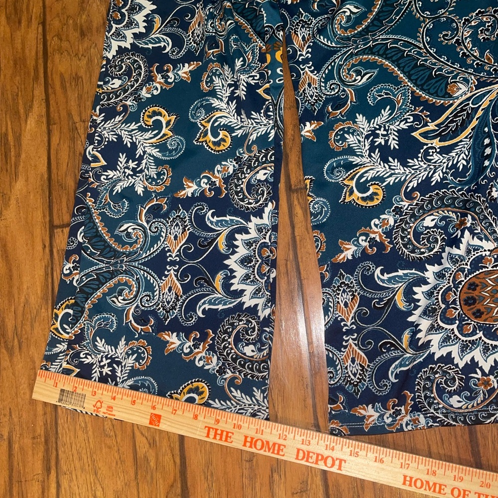 Valerie Stevens Teal Paisley Wide Leg Pants woman’s size XL - Picture 4 of 7